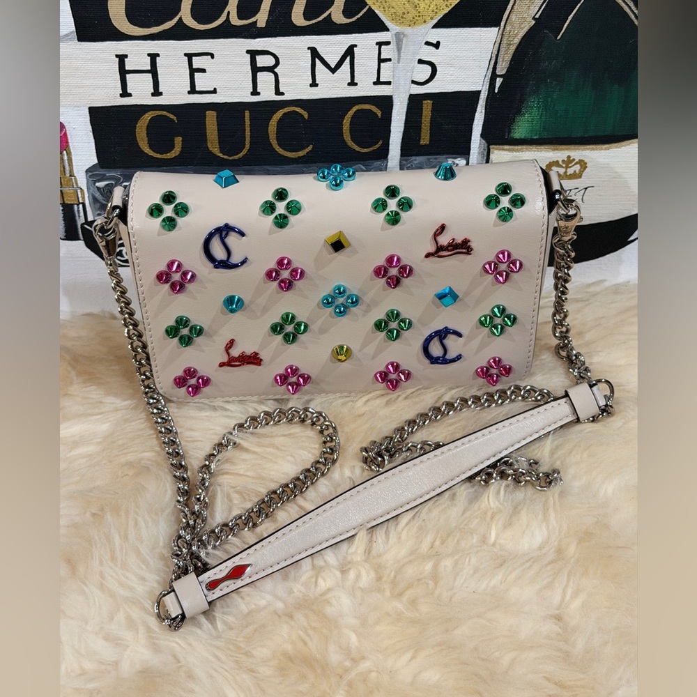 🔥 CHRISTIAN LOUBOUTIN PALOMA STUDDED SHOULDER BAG - Picture 10 of 12